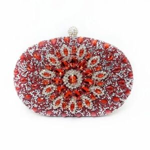 Red and Silver Beaded Clutch
